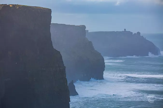 The staggered Cliffs of Moher on the Wild Atlantic Way