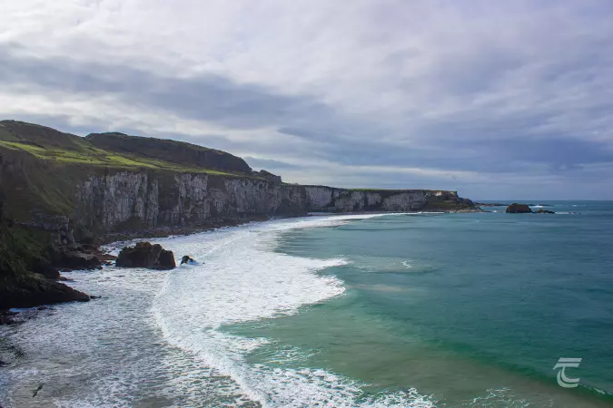 View of the Causeway Coastal Route from the Carrick-a-Rede Rope Bridge