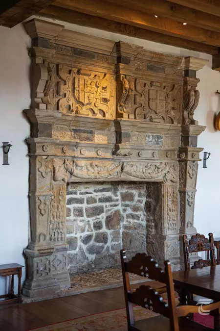Large stone fireplace in Donegal Castle