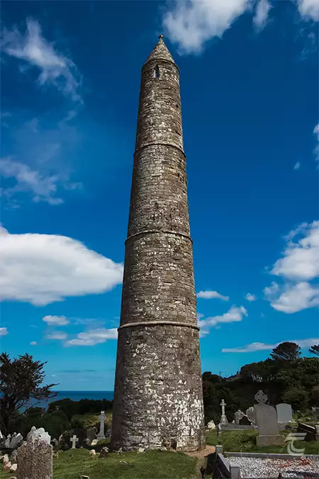 Round Tower on a bright summer's day, Ardmore, County Waterford