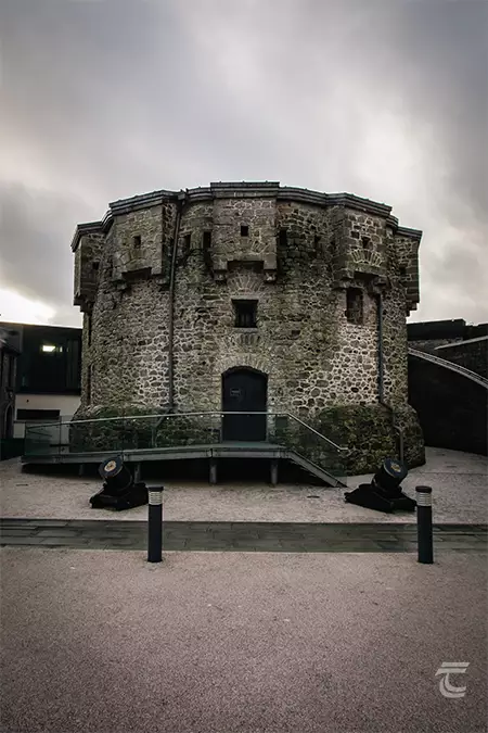 The keep of Athlone Castle, on a cloudy day