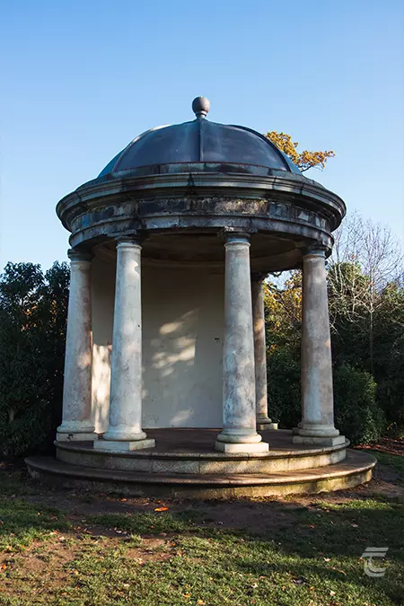 Circular folly building in the parkland, in the style of a classical temple, of Castletown House