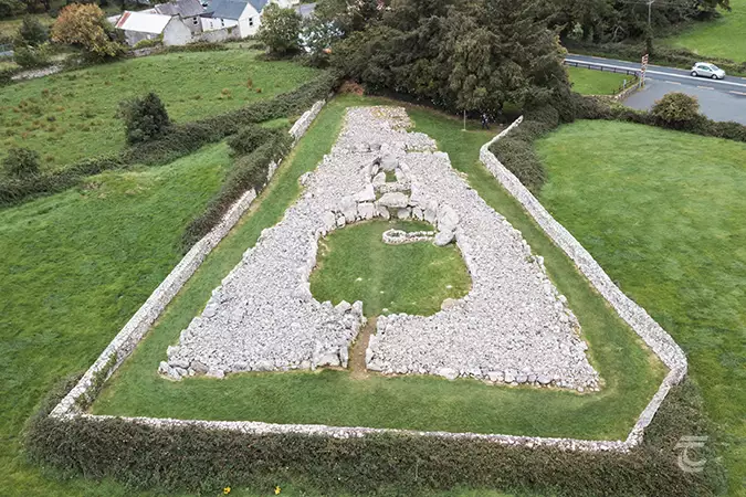 Aerial view of Creevykeel Court Tomb Sligo, on Ireland's Wild Atlantic Way