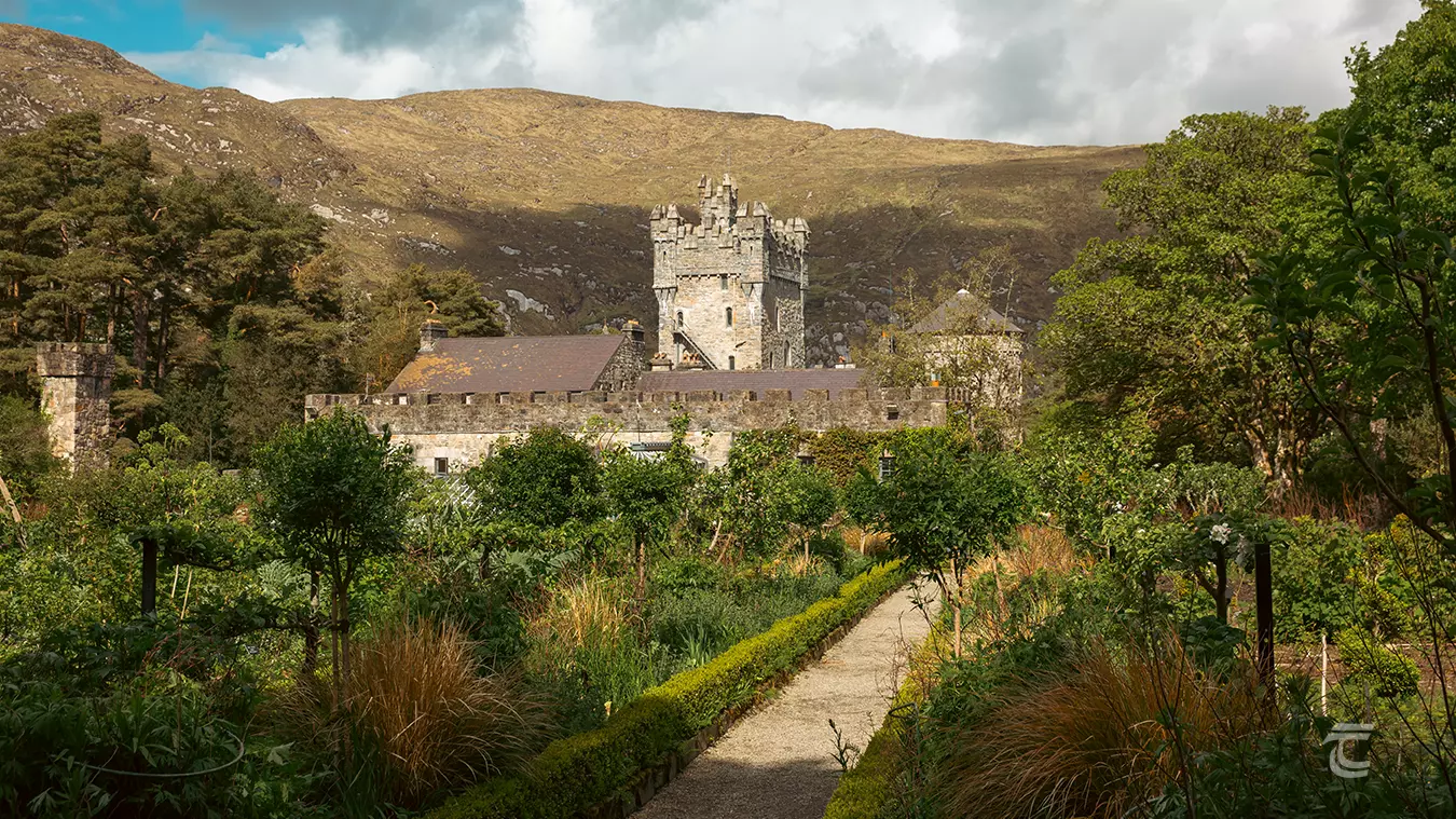 Glenveagh Castle viewed from the landscaped castle grounds