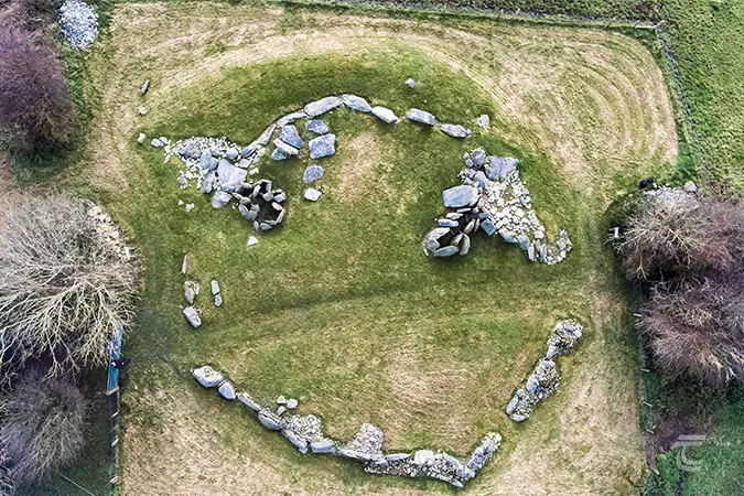 Aerial view of Knockroe Passage Tomb