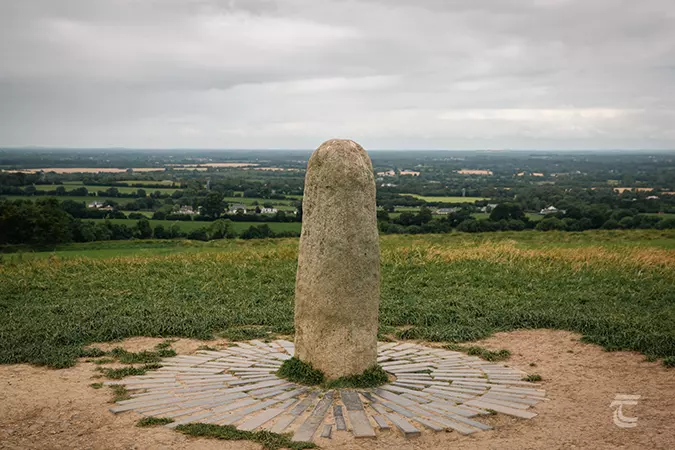 The Lia Fail. A phallic standing stone on the summit of the forradh on the Hill of Tara