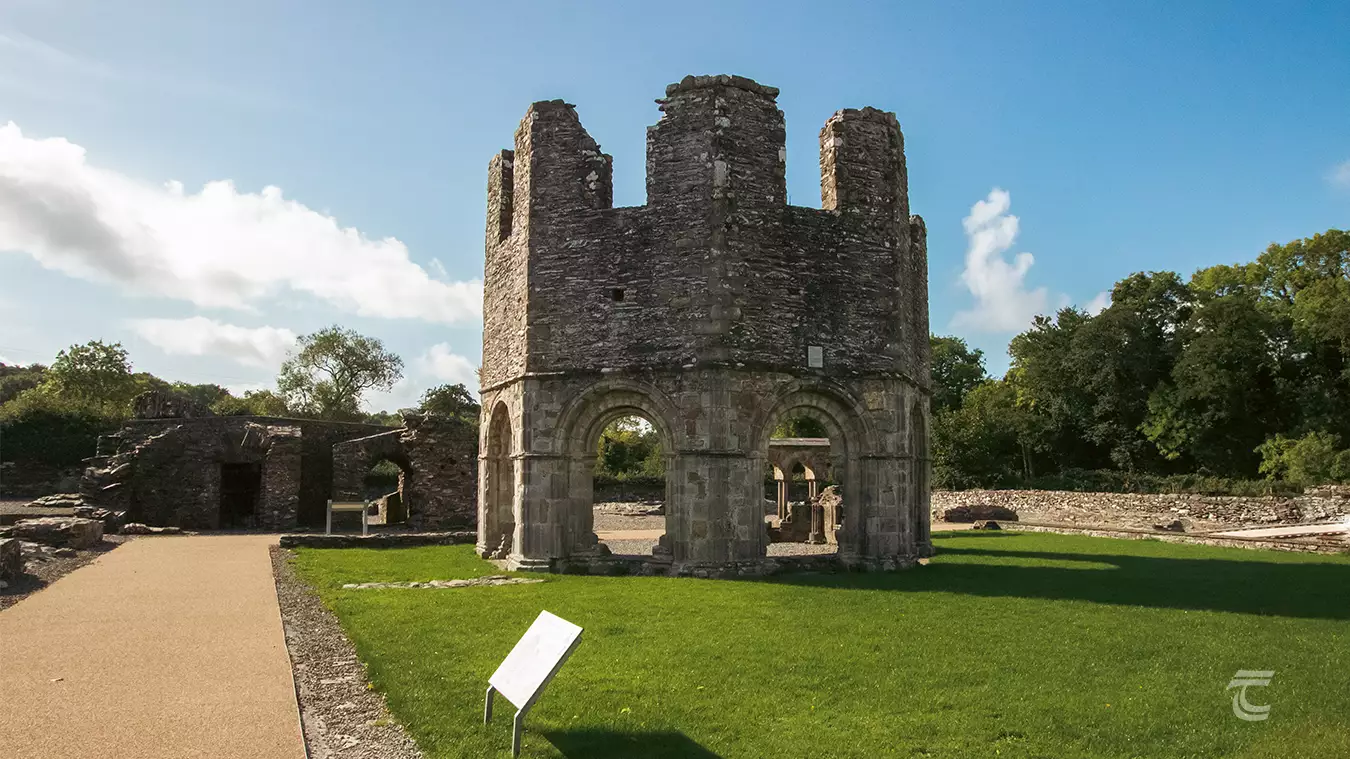 The famous octagonal lavabo of Old Mellifont Abbey, Louth. The lavabo would have served as a ritual washroom for the monks.