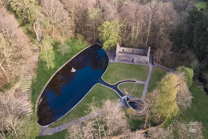 high aerial view of St Patrick's Well