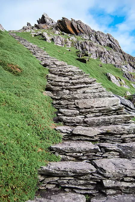 The steps up to the monastery on Skellig Michael