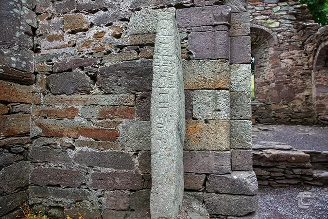 The alphabet Stone in Kilmalkedar Church, Kerry.