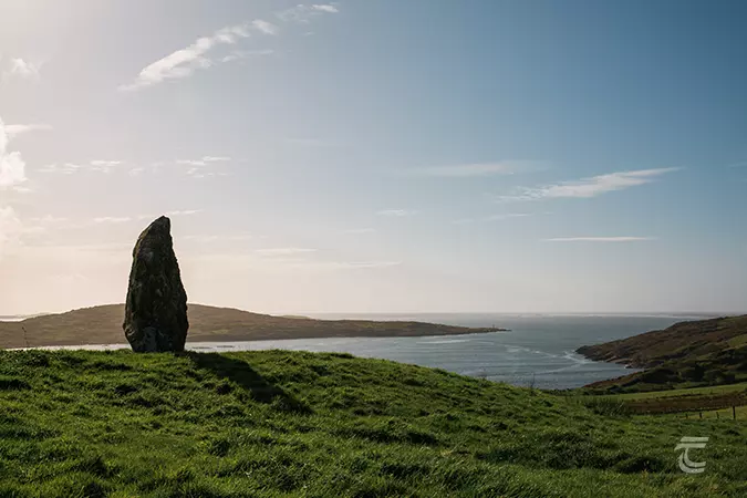 Standing stone overlooking the Atlantic Ocean