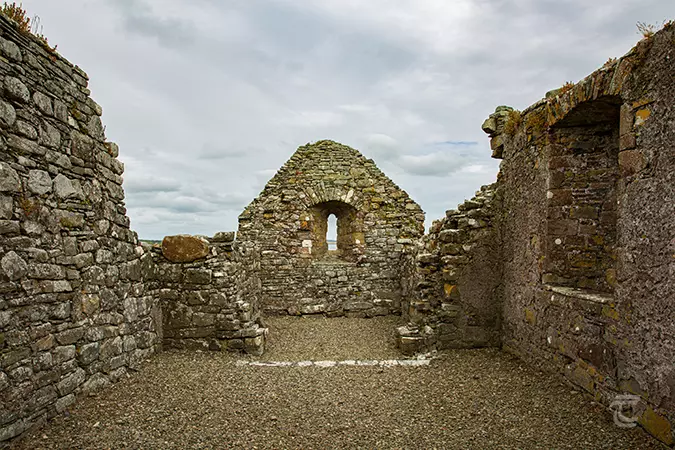 The interior view of Teampall na Marbh, Scattery Island