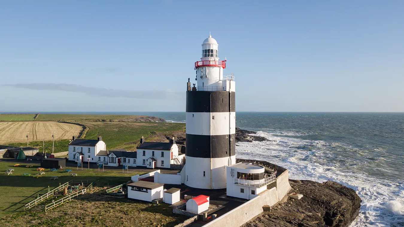 Aerial view of Hook Head Lighthouse on the Hook Peninsula Wexford
