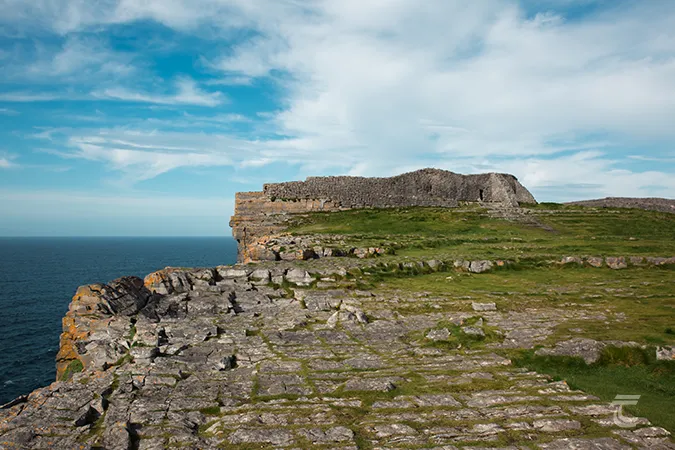 The stone fort of Dún Aonghasa (Dún Aengus) situated on the edge of cliffs overlooking the Atlantic Ocean on Inis Mór the Aran Islands one of the best places to visit in ireland