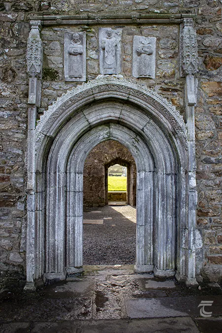 Medieval doorway into the cathedral of Clonmacnoise Monastery