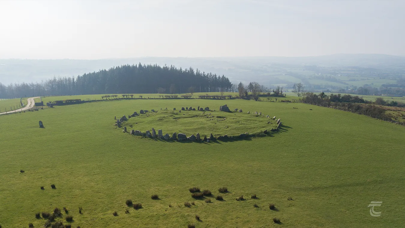 Aerial view of Beltany Stone Circle Donegal