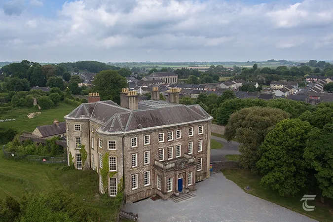 Aerial view of Doneraile Court the fine Georgian House within Doneraile Park Cork