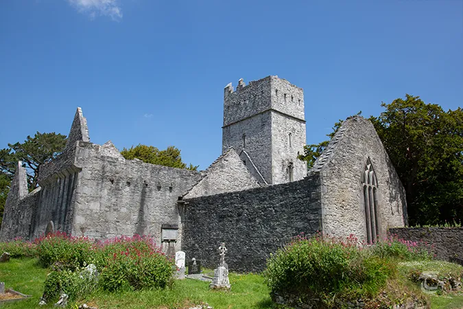 Muckross Abbey viewed from its historic graveyard in Killarney National Park Kerry