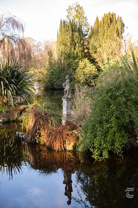 A small statue in the lake of Altamont Gardens Carlow