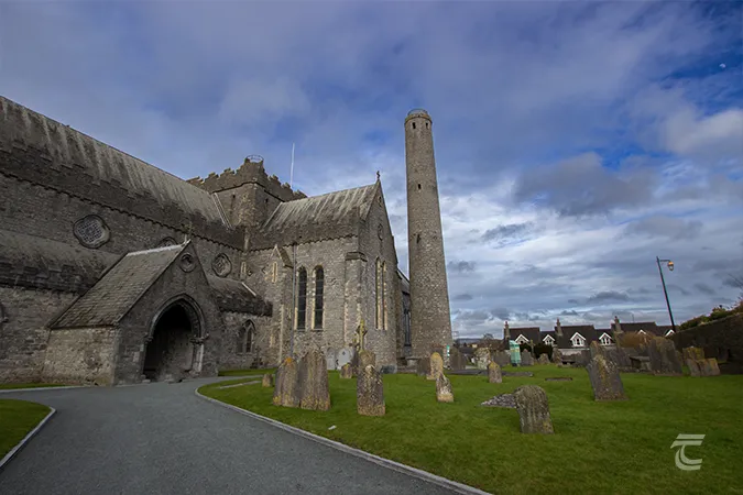 Exterior of St Canice's Cathedral and Round Tower Kilkenny City Ireland