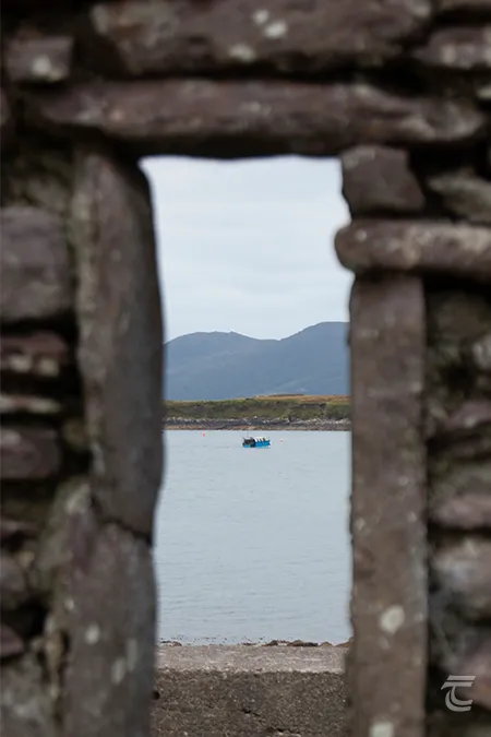 Through a medieval window at Ballinskelligs Abbey Ring of Kerry