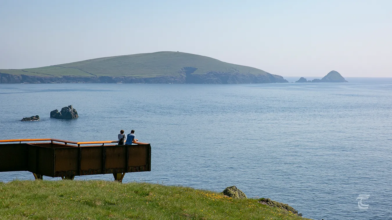 The viewing platform at the Blasket Centre Ionad an Bhlascaoid on the Dingle Peninsula of County Kerry Ireland