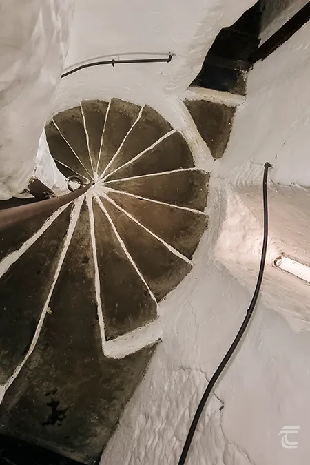 A medieval spiral staircase in Bunratty Castle