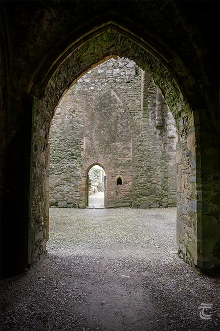 A view through the archway of Dunbrody Abbey