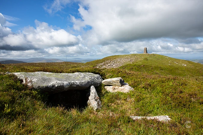 The exposed chamber of a Neolithic Passage Tomb on Seahan Mountain