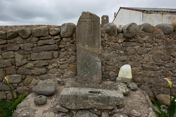 Early Medieval cross slab and fragments in The Old Graveyard of Tory Island