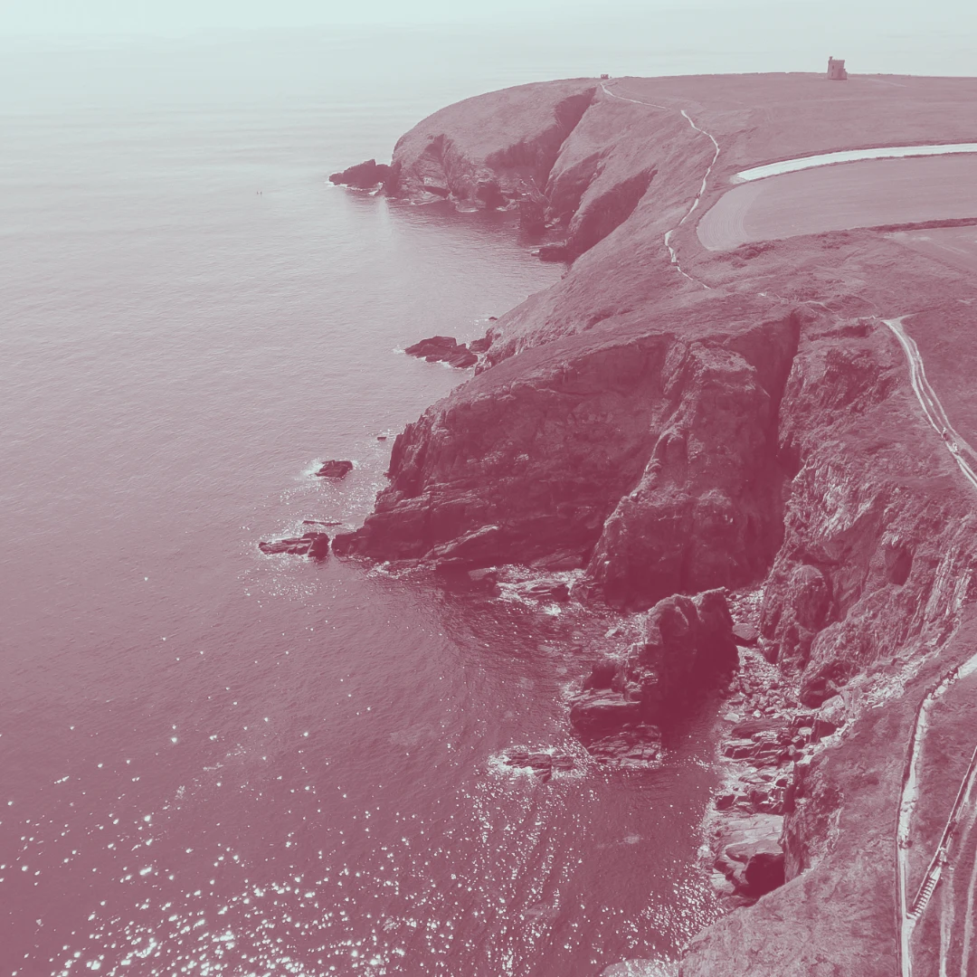 Aerial view of the cliff walk at Ardmore Waterford