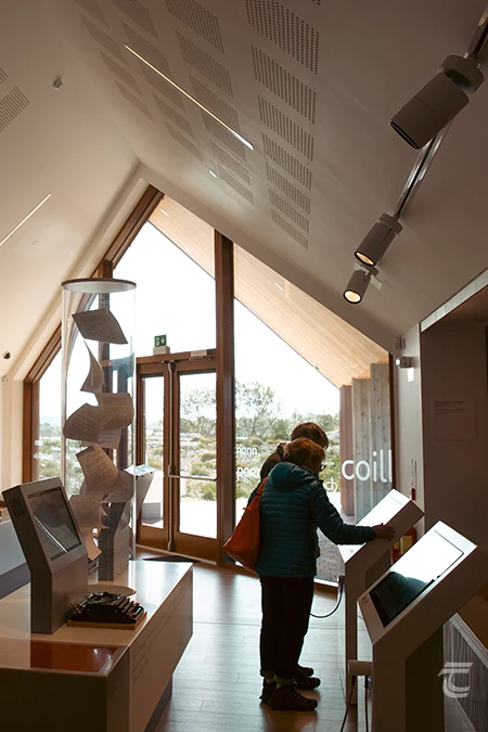 Visitors in the Ionad Cultúrtha an Phiarsaigh Patrick Pearse Cottage Visitor Centre